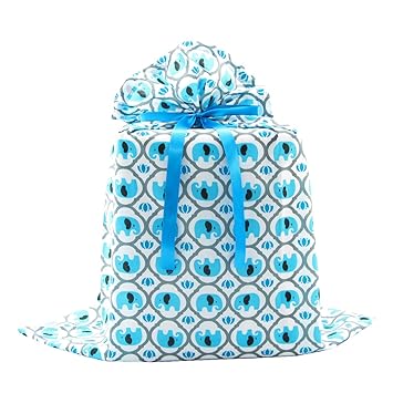 Amazon Com Elephants Reusable Fabric Gift Bag For Baby Shower