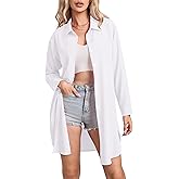 ENMAIN Shirt Dresses for Women Oversized Button Down Dress Long Sleeve Button Up Shirts with Pockets Plus Size Tunic Top