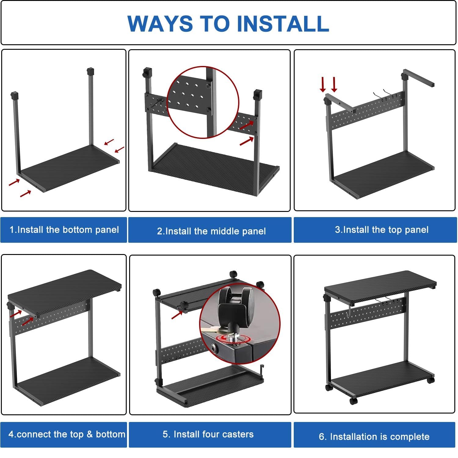 Buy EUREKA ERGONOIC Height Adjustable Coputer Tower Stand, ATX-Case CPU Holder Obile Rolling