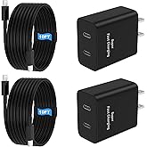 45W 2Pack Super Fast Charger USB C Dual Port Android Phone Charger Type C Fast Charging Block with 10FT Type-C Charger Cord for Samsung Galaxy S25/S25 Ultra/S25+/S24 Ultra/S24/S24+/S23/S22/iphone 17