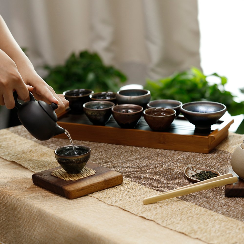 Yan Hou Tang - Metal JianZhan Tenmoku World Tea Cup Bowl Grey - Chinese 5 Elements Feng Shui Chinese Crafts Designer Collection Ceremony Ancient Style HandWork Handmade Oil Spot Sheaf Mouth Vitrified