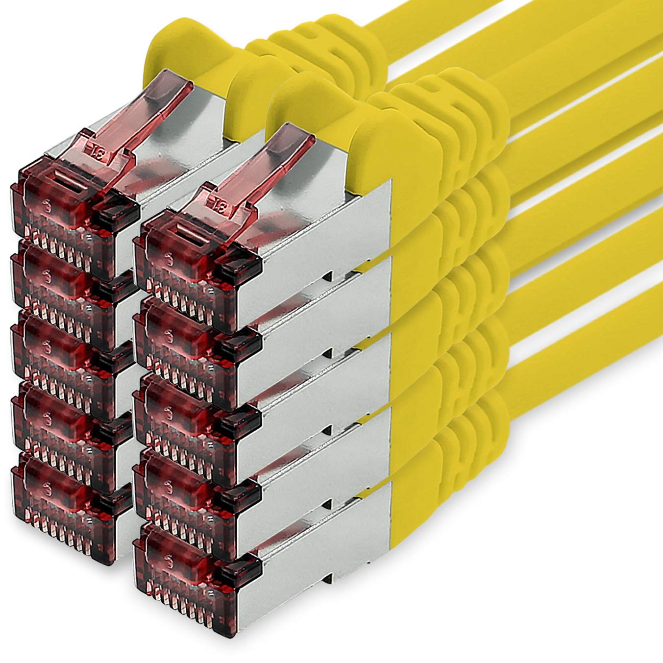 freiwerk Network cable Cat.6 1m yellow - 10 x Ethernet cable Lankabel Cat6 Lan network cable Sftp Pimf patch cable 1000 Mbit s
