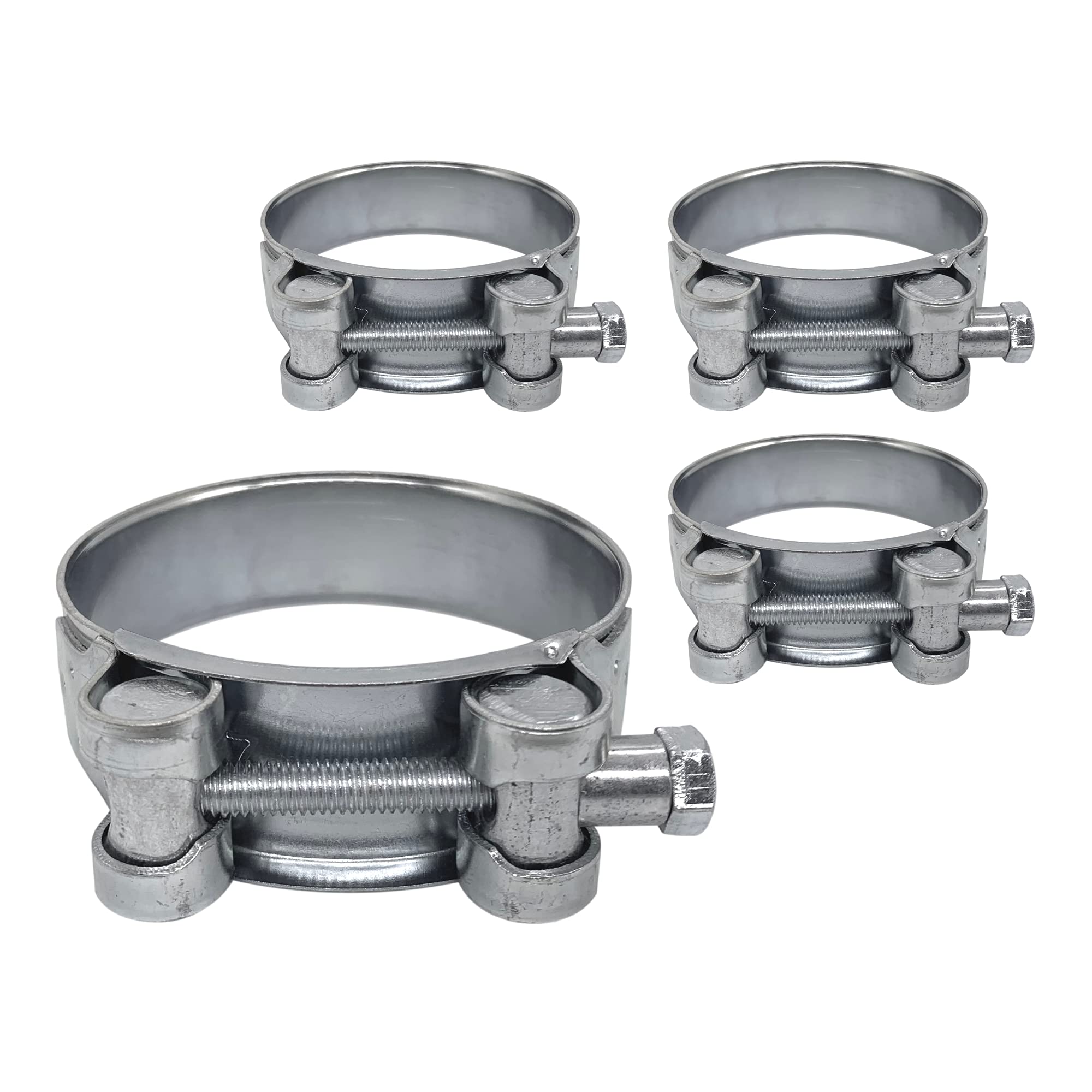 (Pack of 4 pcs) Pipe 64-67 mm Strong Reinforced Pipe Clamps, Galvanized Steel Tube Hose Clamp Fasteners (4 pcs, 64-67 mm)