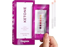 DIAGNOX HEALTH Keto Strips Urine Test Kit - 100 Ketone Test Strips in 10 Pouches - Keto Test Strips for Testing Ketones and Ketosis Level on Low-Carb and Keto Diet