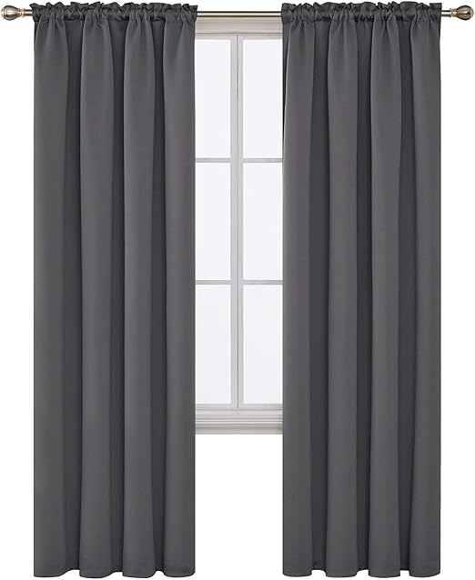 Amazon Com Deconovo Gray Blackout Curtains Rod Pocket Thermal