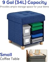 BRIAN & DANY Folding Ottoman Storage Box with Wood Legs Navy 38cm view 3