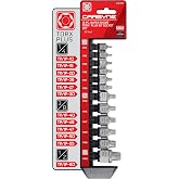 CARBYNE 12-Piece Torx Plus Stubby Low Profile Bit Socket Set | TP10/IP10 to TP60/IP60, S2 Steel, Dual Drive - Internal Square and External Hex. For Tight Spaces. Genuine Licensed Torx Plus