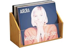 AEEHFENG Record Holder Wall for Vinyl Record Storage Space-Saving Record Shelf Bamboo Vinyl Holder - Stylish Vinyl Wall Mount Solution, Vinyl Shelf for Modern Organization