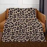 ANIOXCK Throw Blanket for Couch, 300GSM Warm Soft Cozy Flannel Blanket, Cute Blanket for All Seasons Bedroom Home Decor Gifts, Brown Cute Leopard 50x60 Inches