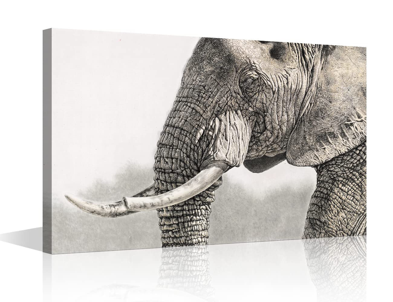 Elephant Close-up Canvas Wall Art Picture Artwork for Bedroom Wall Decorations for Living Room Animal Pictures Wall Artwork Framed and Ready to Hang Small Size (12x18in) — image 1