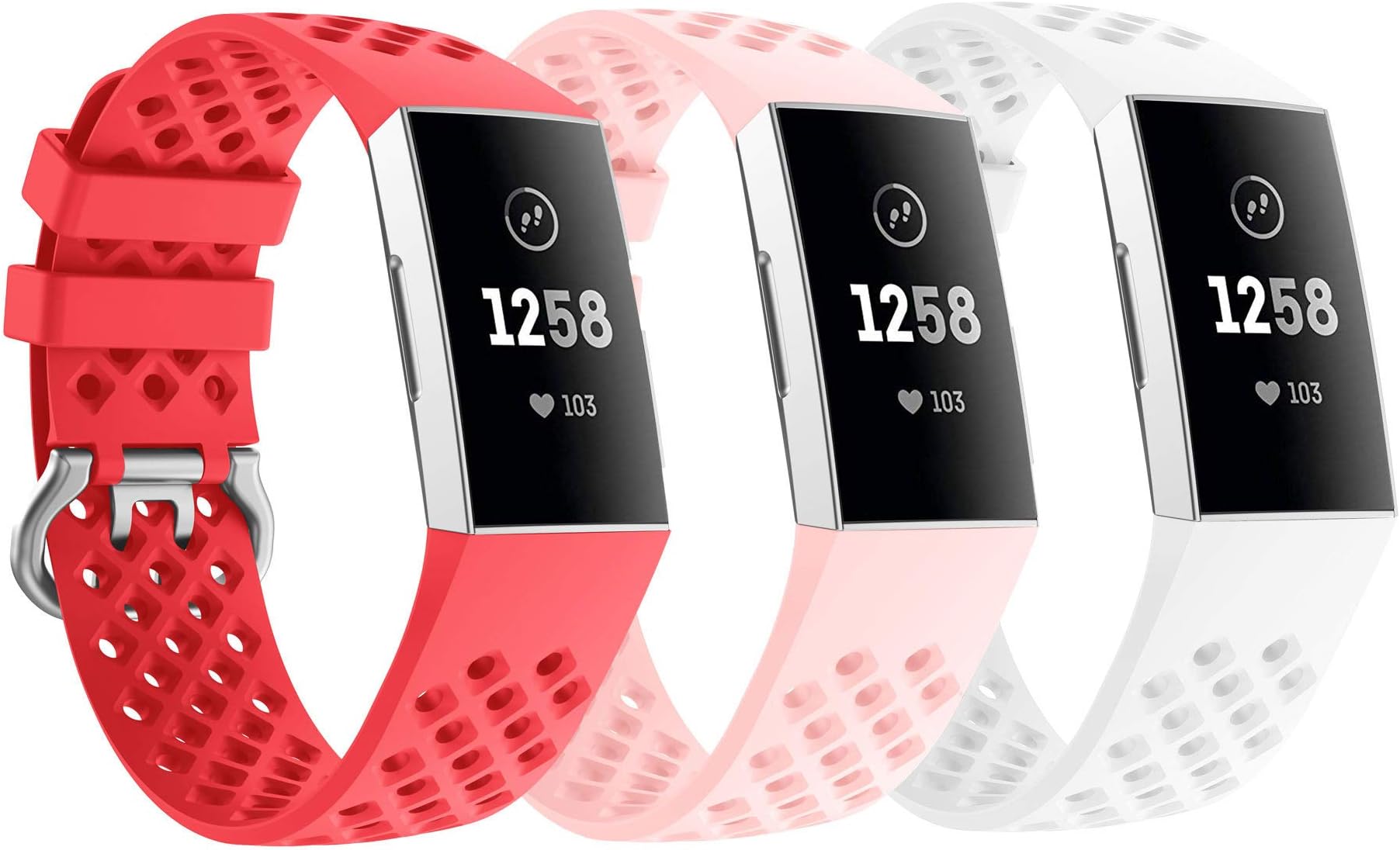 Yayuu Compatible for Fitbit Charge 3 Strap Band, Replacement Accessory Bracelet Silicone Sports Wristband for Fitbit Charge 3/Charge 3 SE Fitness Tracker Small Large
