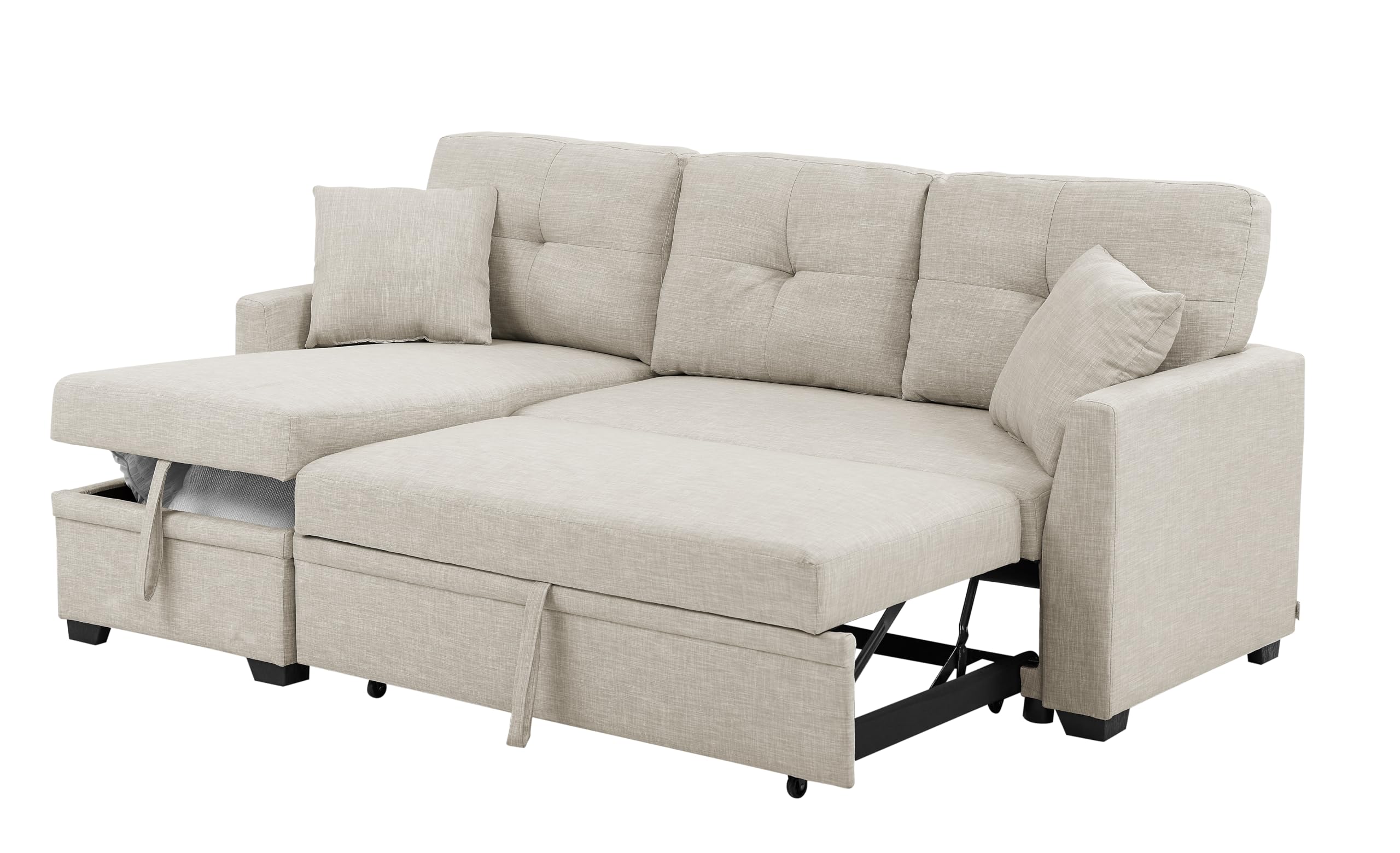83" Sleeper Sectional Sofa Pull Out Couch Bed , Convertible L Shaped ...