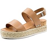 Athlefit Women's Espadrilles Sandals Ankle Strap Buckle Wedge Sandal Open Toe Studded Platform Sandals