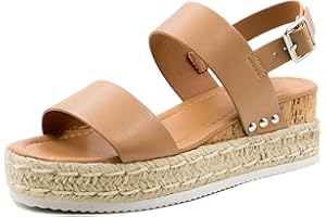 Athlefit Women's Espadrilles Sandals Ankle Strap Buckle Wedge Sandal Open Toe Studded Platform Sandals