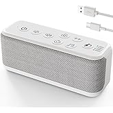 White Noise Machine, Sound Machine for Office Privacy, Sleep and Focus | 42 Non-Looping Sounds, 3000mAh USB-Rechargeable Battery, Dual Speakers, Auto-Off Timer, 8 Volume Levels and Memory
