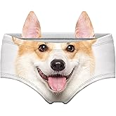 JINKAIJIA Women's Flirty Sexy Funny Naughty 3D Printed Animal Tail Underwears Briefs Gifts with Cute Ears (NK5105-L, Corgi Wiz)
