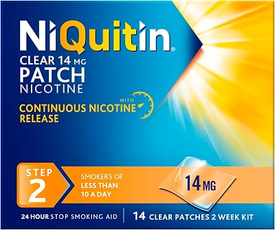 NiQuitin 14 mg Nicotine Patch Step 2 14 Clear Patches 24h Craving Control