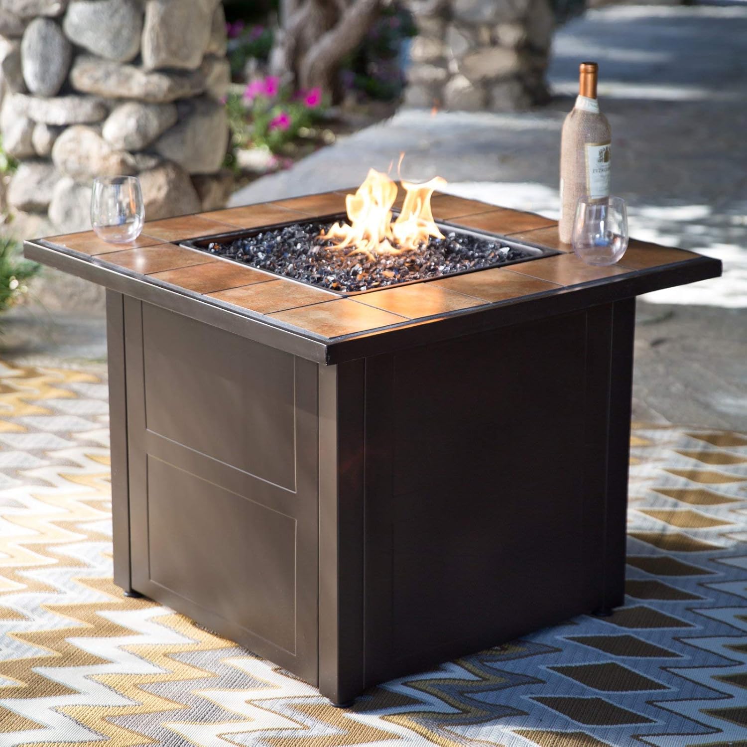 Amazon Com Jur Global Desert Sand 32 In Square Propane Fire Pit