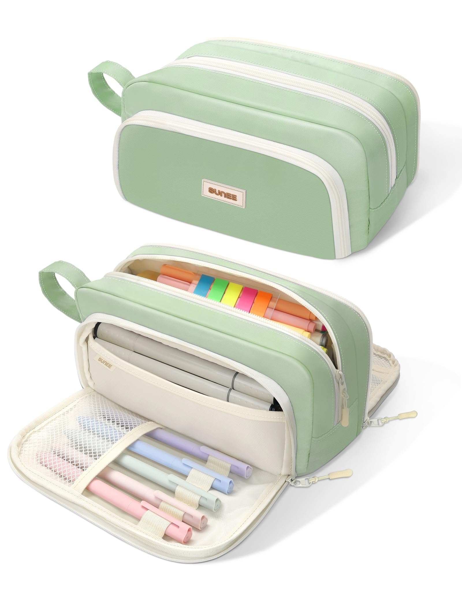 SUNEE Cute Pencil Case, Aesthetic Pen Pouch with 3
