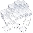 48 Packs Clear Small Plastic Containers Transparent Storage Box with Hinged Lid for Small Items Crafts Jewelry (2.52 x 2.52 x 0.79 Inches)