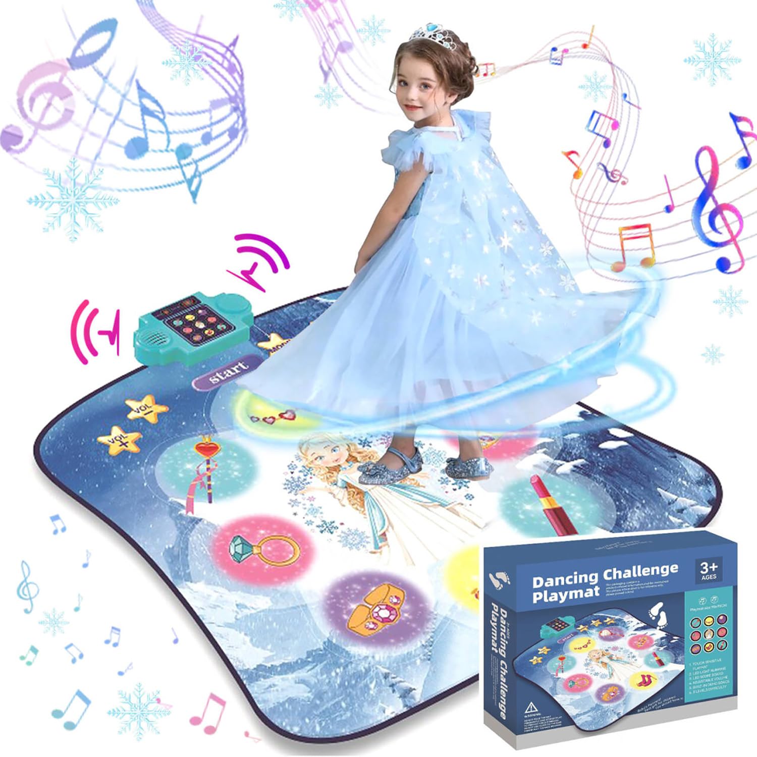 Could Spark Dance Mat Gifts for Girls Frozen Toys Dance Mat for Kids Ages 4-8 3modes Built-In Music Pad Light Up Electronic Princess Theme Wiggle Pad Toy for Holiday Outdoor Travel Children's Day gift