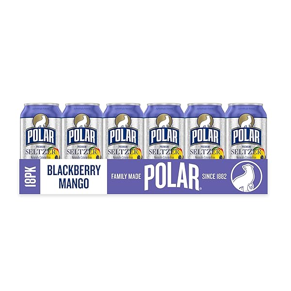 POLAR SELTZER WATER BLACKBERRY MANGO, 12 FL OZ CANS, 18 PACK