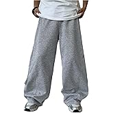 OYOANGLE Boy's Baggy Sweatpants Elastic Waist Workout Athletic Running Straight Leg Pants