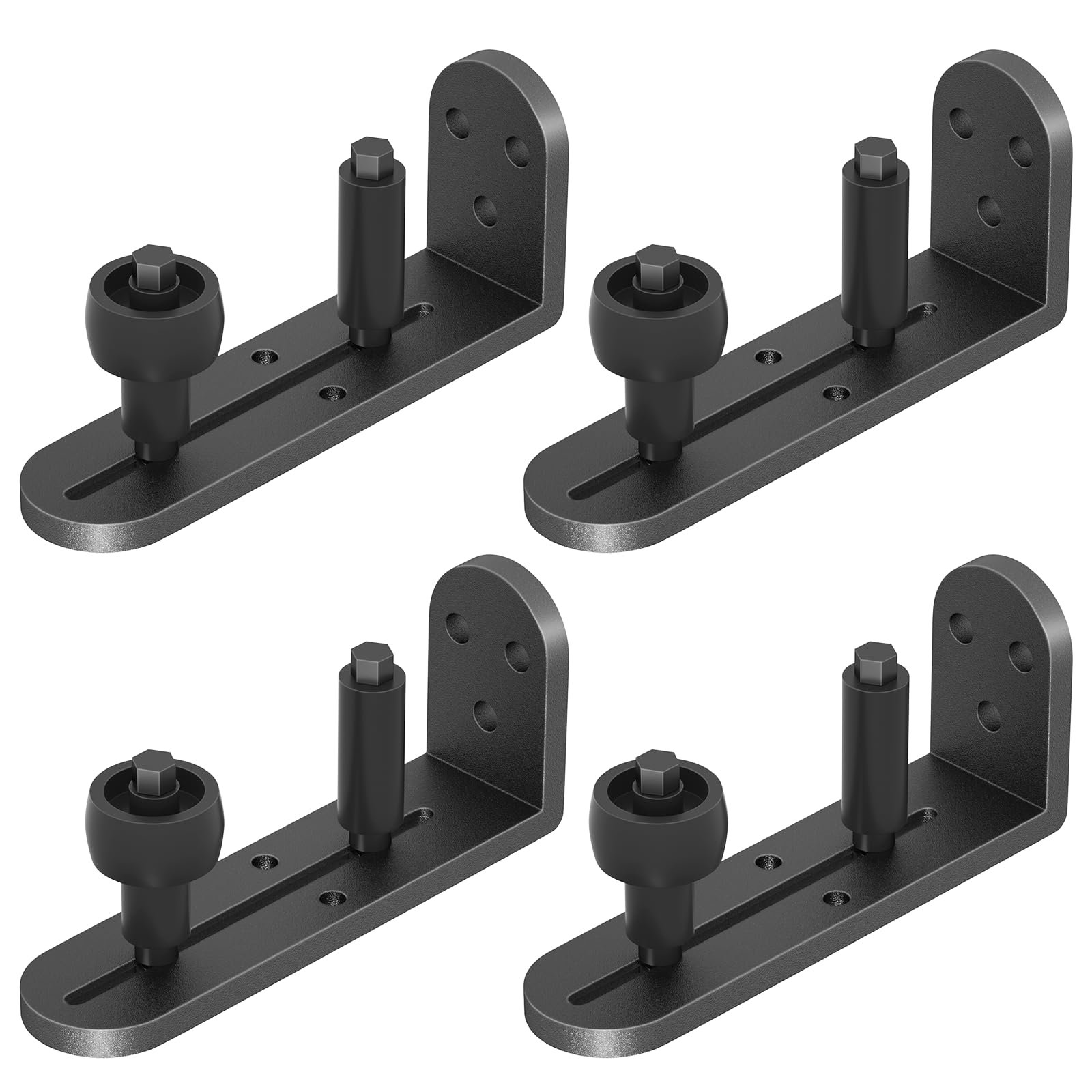 Photo 1 of 4PCS Sliding Barn Door Floor Guide, Adjustable Rollers Barn Door Hardware, Barn Door Rollers, Flush Flat Bottom Design, Rounded Edge Design