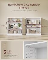 VASAGLE 3 Tier Bookcase with Adjustable Shelves 80x24x93 cm White LBC106T14 view 4
