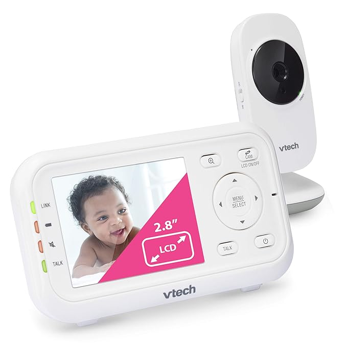 Amazon Com Vtech Vm3252 Video Baby Monitor With 1000ft Long Range Auto Night Vision 2 8 Screen 2 Way Audio Talk Temperature Sensor Power Saving Mode Lullabies And Wall Mountable Camera With Bracket Baby