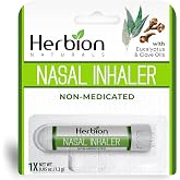 HERBION Naturals Nasal Inhaler Non-Medicated, Relieves Nasal Congestion &amp; Blockage, Sinusitis Conditions, Menthol, Clove Oil, Eucalyptus Oil &amp; Camphor, 0.05 Fl Oz (1.5ml)