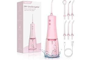SEJOY 350mL/12oz Water Flosser with 3 Modes 6 Jet Tips,Dental Oral Irrigator USB Rechargeable Cordless Water Dental Picks for Teeth Cleaning,IPX7 Waterproof,for Home and Travel for Oral Care(Pink)