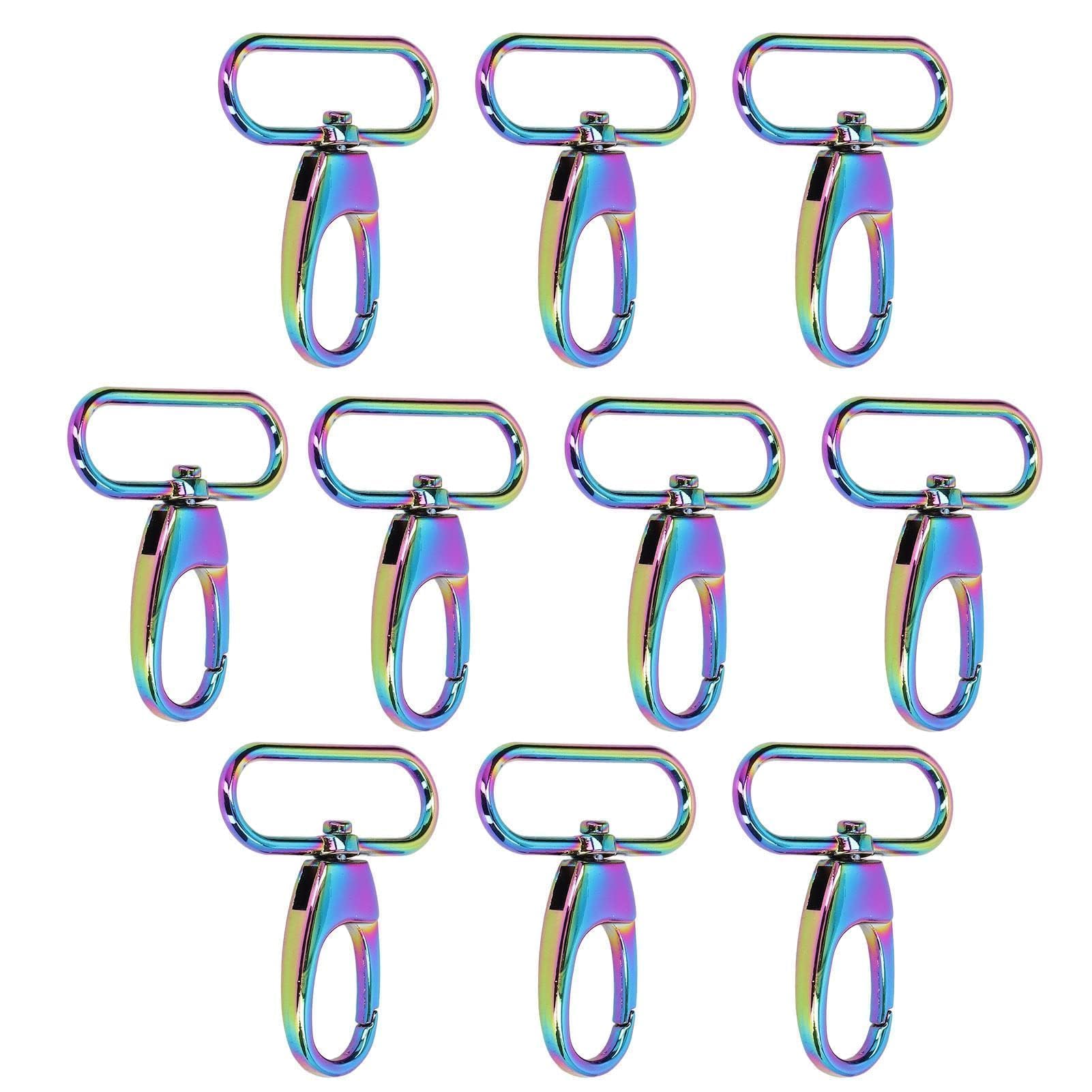 Agatige 10pcs Jewelry Clasps,Zinc Alloy Buckle DIY Keychain Clasp 38mm Spring Carabiner Swivel Snap Hooks Buckle Colorful Hook Lobster Clasp Luggage Accessories for DIY Decoration