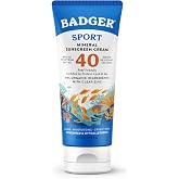 Badger Sport Mineral Sunscreen SPF 40, Zinc Oxide, Reef Safe, 2.9 fl oz | 98% Organic, Zinc Oxide, Water Resistant, Hawaii Reef Act Compliant, Unscented, Sport sunscreen, Hypoallergenic sunblock