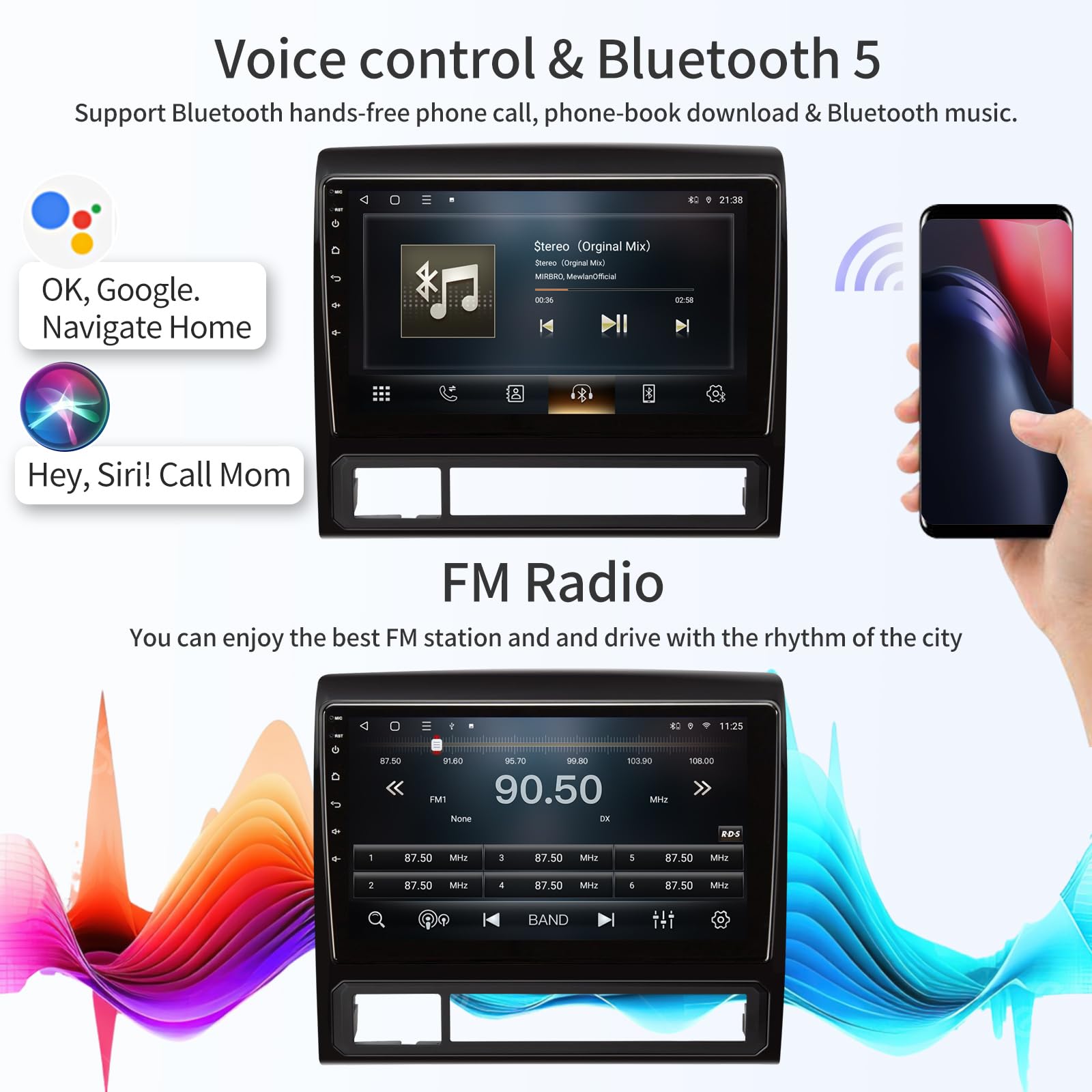 Car Stereo Radio for Toyota Tacoma 2005-2015 Radio Replacement 9 inch Touch Screen Wireless CarPlay & Android Auto Support GPS Navigation Bluetooth 4G WiFi DSP SWC FM Radio Backup Camera
