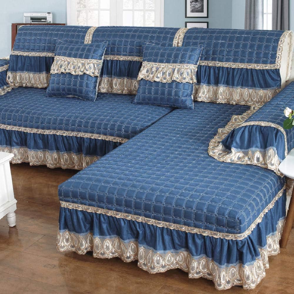 Funda de sofá en forma de L Funda de sofá,Cuatro cojines de sofá,falda