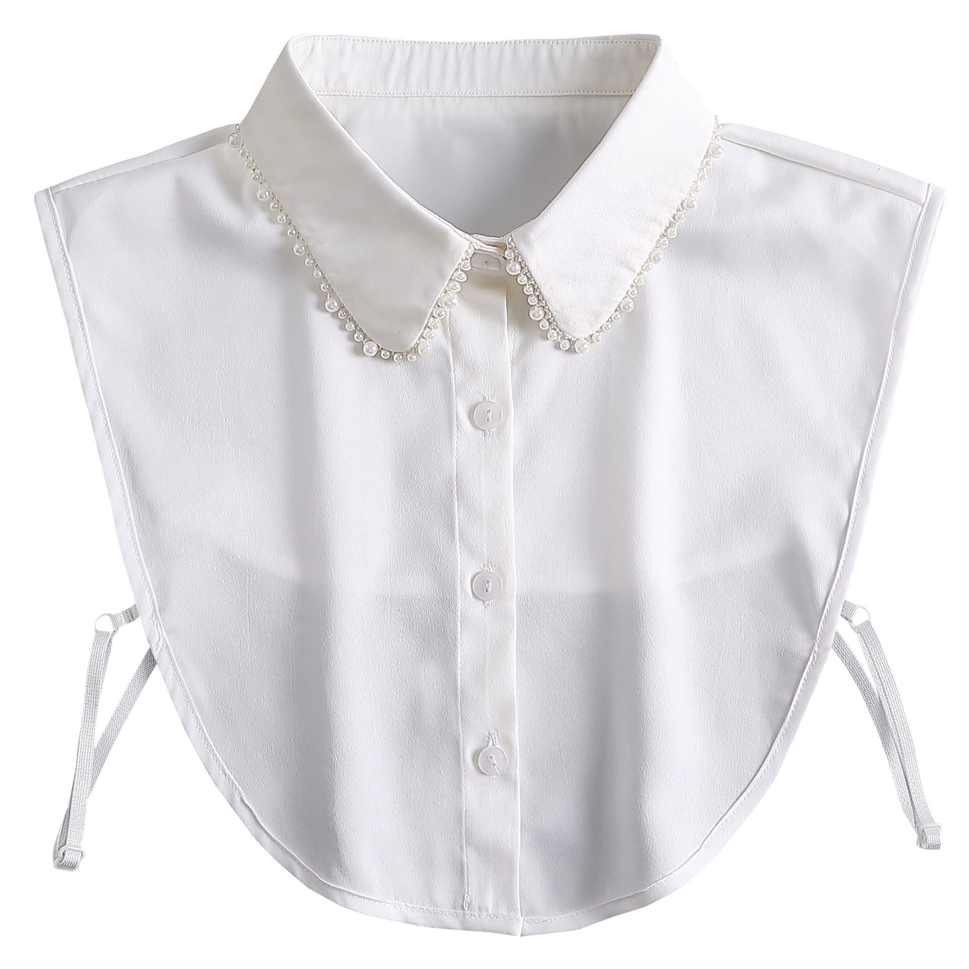 Joyci Woman Decorate Pearl Half Shirt Pure Color False Collar Detachable Faux Collar Dickey (AP01)
