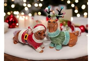 Cosmos Gifts 57013 Christmas Dachshund Dogs Salt and Pepper Shaker, Multicolor, 3 3/8" x 1 5/8" x 3 7/8"H