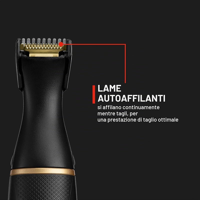 Taglia peli Naso, Orecchie Professionale Indolore, Taglia peli multiplo [rifinitore per peli del naso, orecchie, sopracciglia, regolabarba], lama titanio, testina 1-5 mm, a batteria, NE7000
