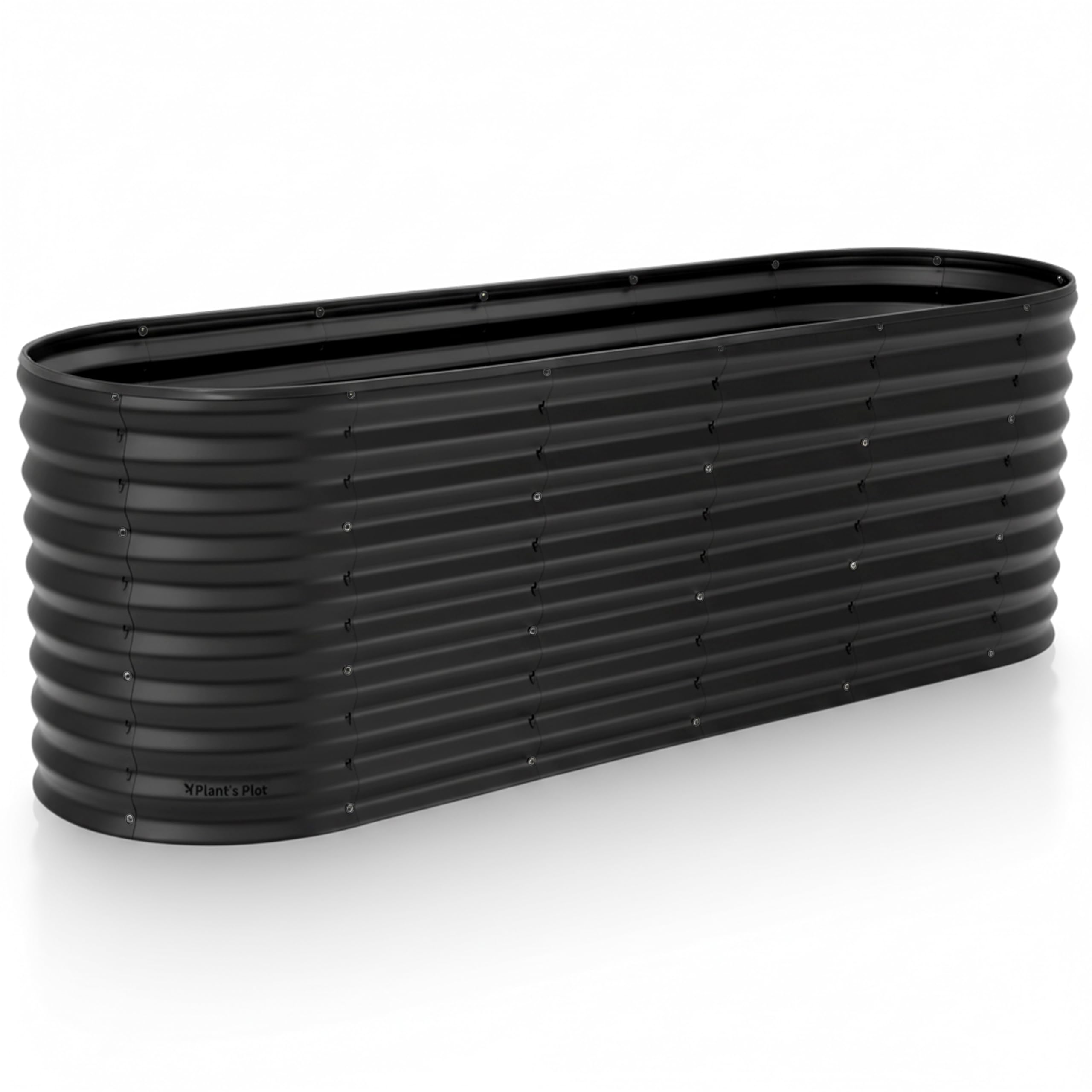 Plant & Plot Galvanized Raised Garden Beds Outdoor // 6×2×2 ft Planter Raised Beds for Gardening, Vegetables, Flowers // Large Metal Garden Box (Black) // Patented Tool-Free Design Image