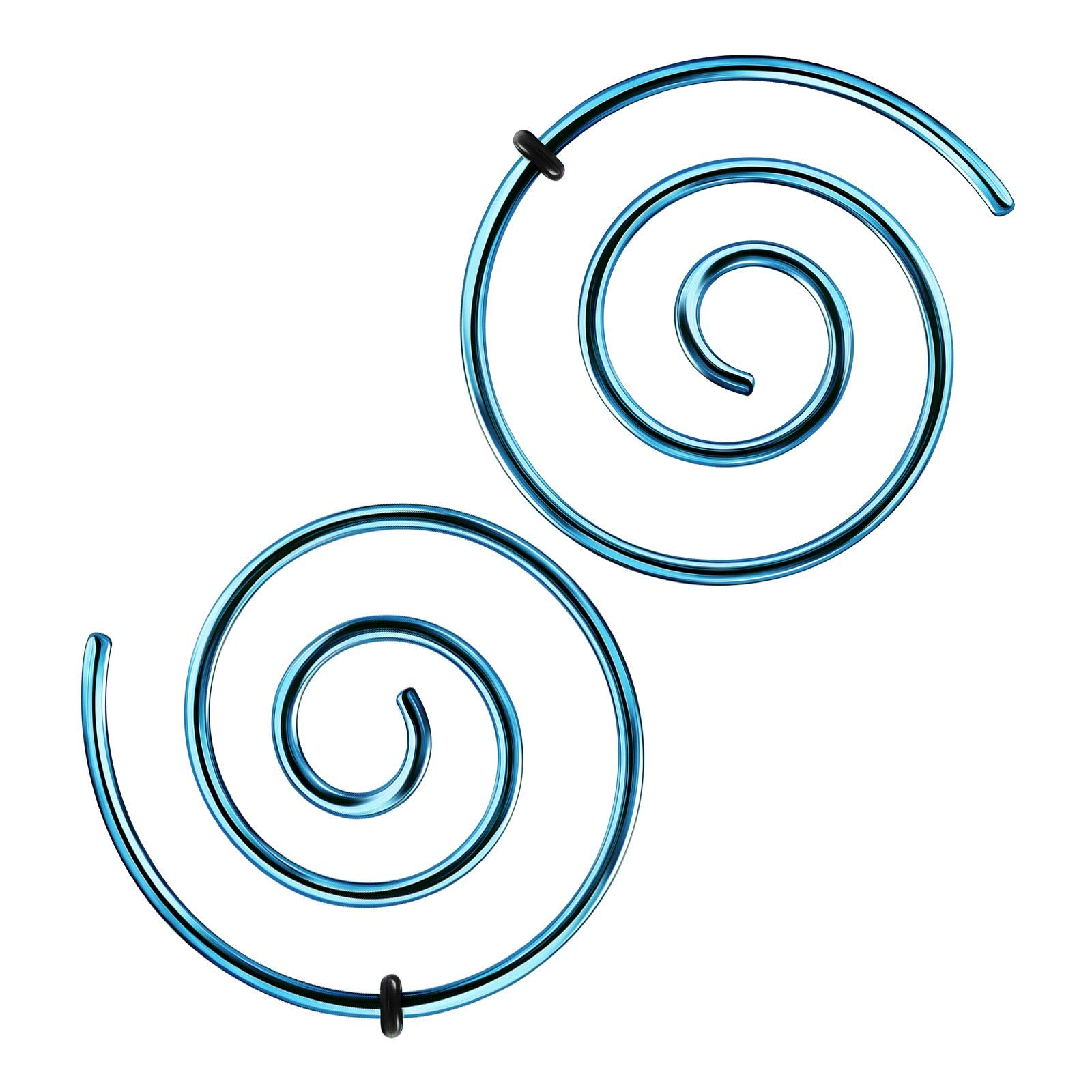 BanaVega 2PCS Anodized Light Sapphire 16g 1.2mm Flesh Spiral Black O-Ring Ear Taper Stretcher Gauges Earring Piercing Jewellery 5316