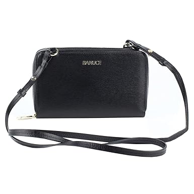 Ronts Banuce Small Shoulder Clutch Crossbody Purse Organizer Genuine Leather Wallet for Women Satchel, Black
