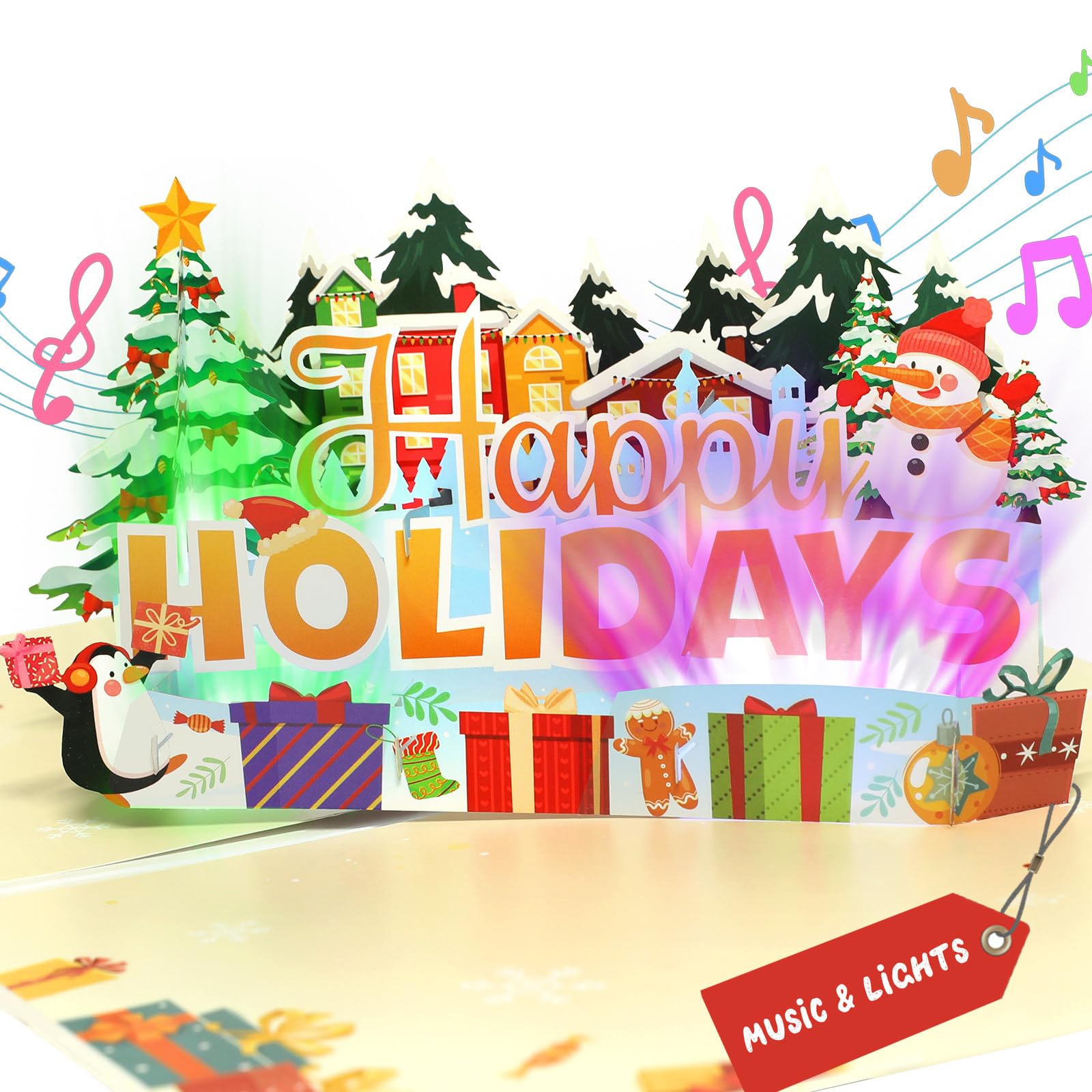 Christmas Cards, Musical Christmas Card with Lights, 3D Snowman Pop Up Christmas Card, Xmas Card for Kids Women, Men, Granddaughters, Grandson, Wishing you a Happy Holiday, Merry Christmas!