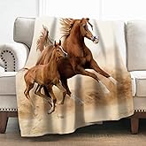 Levens Horse Blanket Gifts for Women Men Boys, 50"x60" Running Brown Horses Throw Blanket Decor for Couch Chair Sofa Home, Birthday for Horse Lovers Soft Cozy Lightweigh Throw Blankets