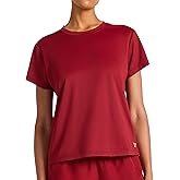 Reebok Women's Weightless Short Sleeve Mesh Crewneck T-Shirt, Standard Fit, Stretch Poly Fabric