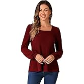 Allegra K Women's Vintage Square Neck Pullover Sweater Casual Puff Long Sleeve Ribbed Knit Top