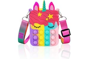 Civan Small Pop Purse,Unicorn Pop Purse for Girl Boy and Women Pop Bag with Unicorn Pop Toy,Shoulder Bag Fidget Toys Pop Fidget Backpack Toy for ADHD Anxiety School Backpack Silicone Bag Pop for Girls
