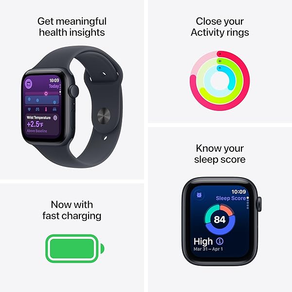APPLE WATCH SE 3 [GPS 44MM] SMARTWATCH WITH MIDNIGHT ALUMINUM CASE WITH MIDNIGHT SPORT BAND – M/L. FITNESS AND SLEEP TRACKERS, HEART RATE MONITOR, ALWAYS-ON DISPLAY, WATER RESISTANT