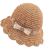 JANGANNSA Baby Girl Straw Hat Outdoor Baby Sun Protection Hats Summer Bowknot Beach Cap for Infant Toddler Girls