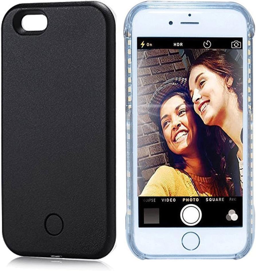 Vanjunn Selfie LED Light Case iPhone 7 iPhone 8 - LED iPhone Case Rechargeable Backup Black